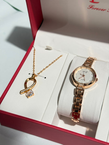 Girls Watch Luxury Gift Set – 3 Pieces Golden 3
