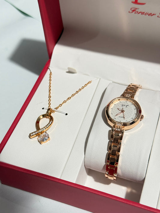Girls Watch Luxury Gift Set – 3 Pieces Golden 3